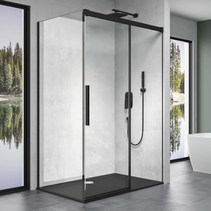 Cabine De Douche Idralite 120 Cm 2 Portes Pivotantes Verre Transparent – H185 Cm