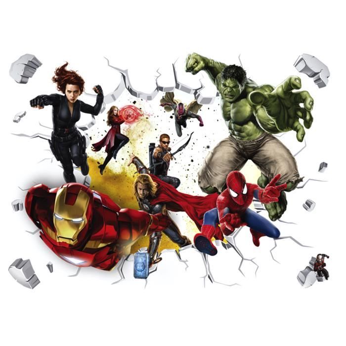 Sticker mural décoratif imperméable PVC classique Avengers Peel