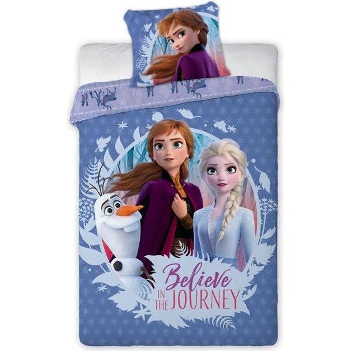 Parure De Lit Bebe La Reine Des Neiges Housse De Couette Reversible 100x140 Cm Taie 40x60 Cm Cdiscount Maison