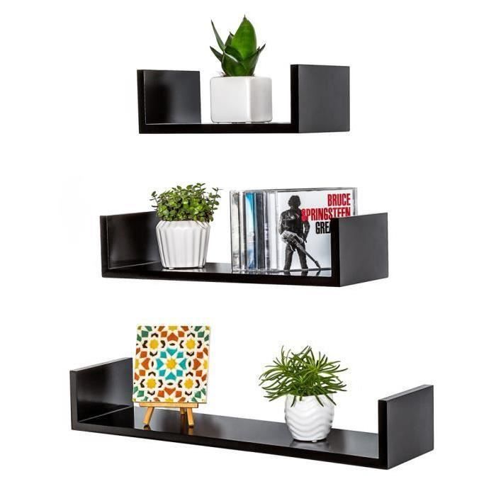 Aubays Etagere Murale Design Lot De 3 Etageres Murales Noir Avec