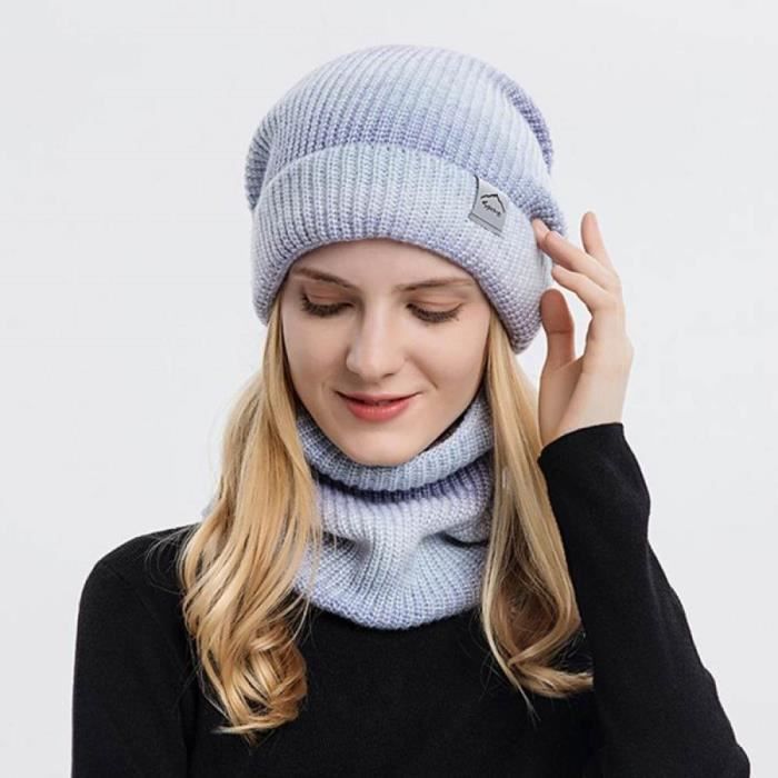 Bonnet en coton pour femme - Léger et doux - Chaud - Coupe-vent - Bonnet  tricoté - Tendance - Élégant - Pour l'hiver - Grosse maille