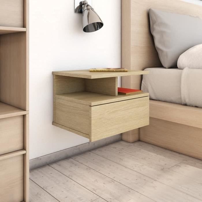 Table de Chevet Suspendue - Chêne Sonoma - 2 pcs - 40x31x27 cm