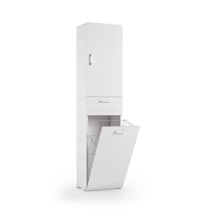 COLONNE UTILITAIRE BLANCHE PEU ENCOMBRANTE AVEC PANIER À LINGE