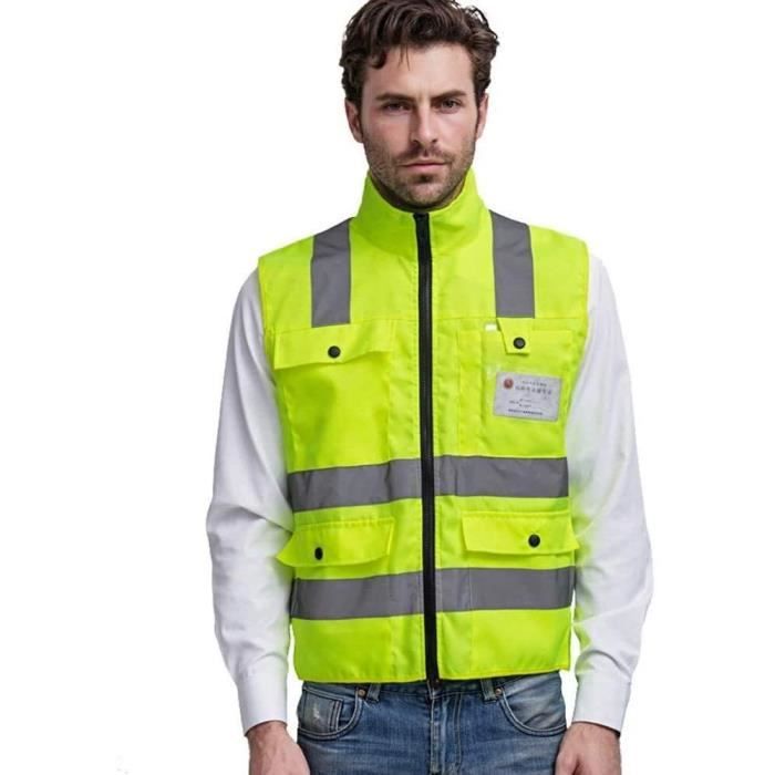 respirant manches sécurité gilets hommes gilet réfléchissant veste jaune  avec bandes réfléchissantes for les travaux extérieurs da