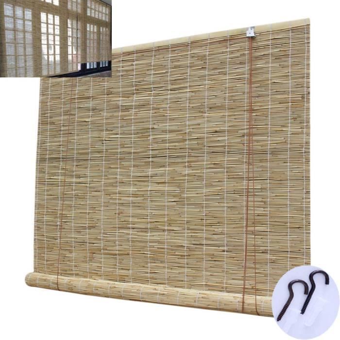 KDDFN Rideaux en Roseau de Carbonisation,Store Enrouleur Bambou,Rideau de Paille,Tissés à La Main,Store Anti-Regard,Décoration Intérieure//Extérieure 120 * 160cm//47 * 63in