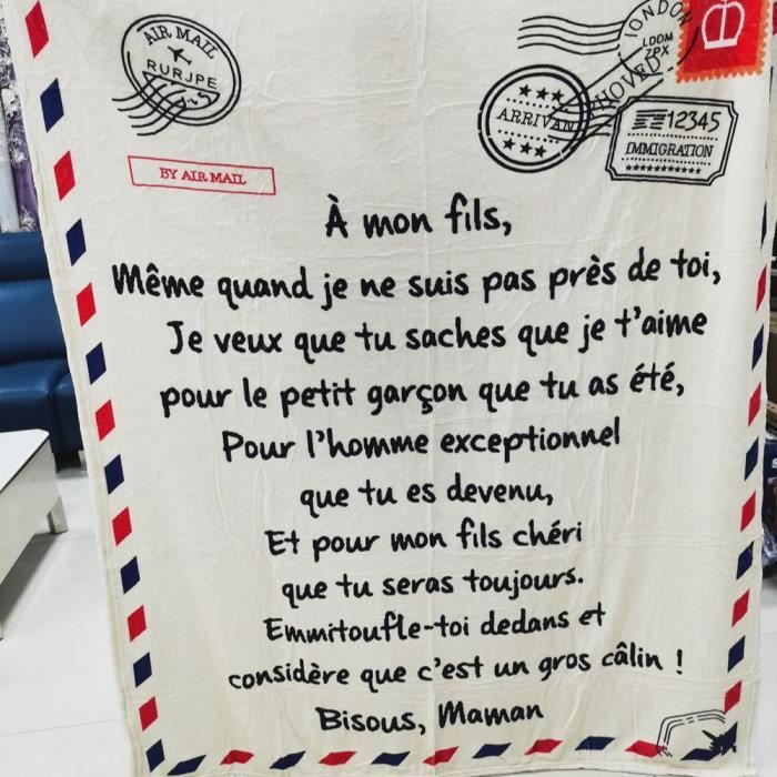 Couverture Couverture Lettres Francaises Pour Mon Fils Jete Pour Amour Cadeau D Anniversaire Lit Canape Frence Son 150x0cm Cdiscount Maison