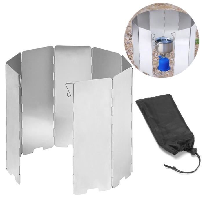 Pare-vent Pliable Pour Réchaud De Camping – 12 Plaques En Aluminium, 100x24 Cm, Léger 293 G, Sac De Rangement Inclus