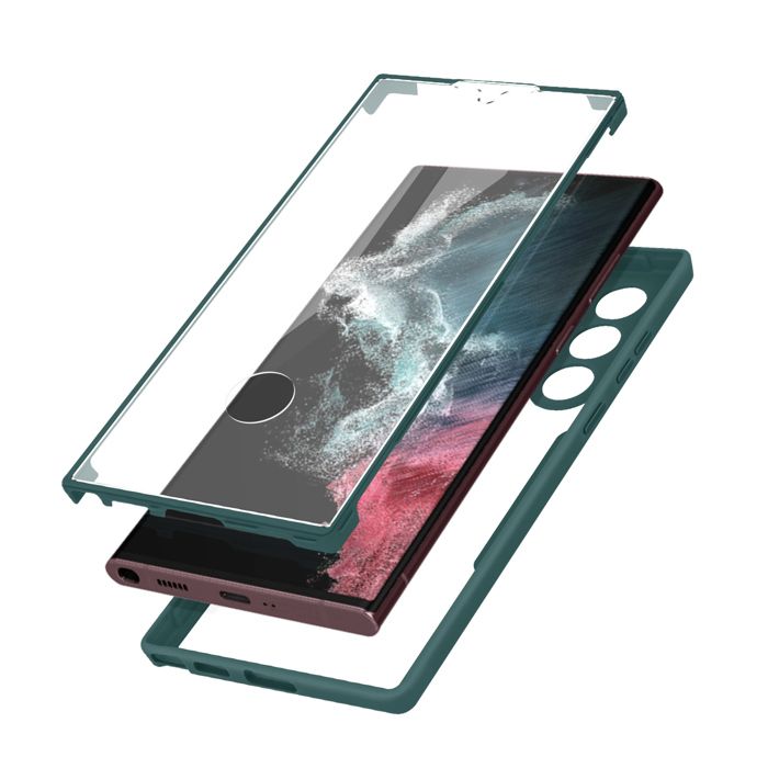 Coque Samsung Galaxy S22 Ultra Dos Plexiglas et Avant Polym&egrave;re Contour vert