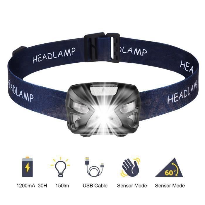 Noir Randonnée Bloodfin Ultra lumineux Lampe Frontale LED,3-Mode 1000Lumens LED Zoomable Headlamp AAA Head Torch Light Lamp Anti-abrasif lampe frontale puissante militaire pour Camping 