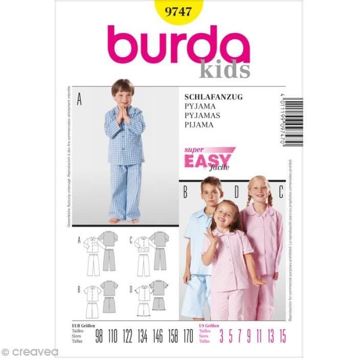 Patron Burda Enfant Pyjama 9747 Cdiscount Beaux Arts Et Loisirs Creatifs