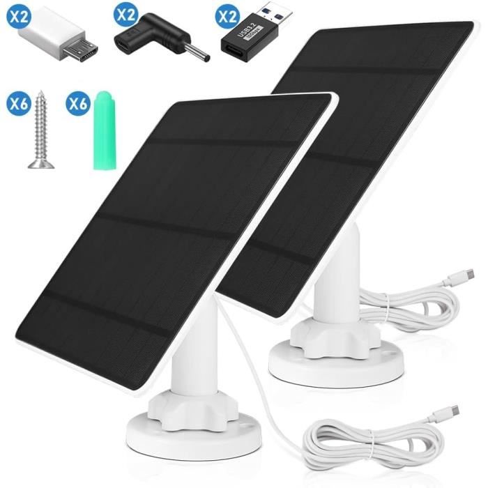 Panneau Solaire pour Camera Surveillance WiFi Exterieure sans Fil Batterie Solaire,pour Arlo Pro 4,Arlo Pro 5S,Pro 3,Ultra 2 - Bricolage