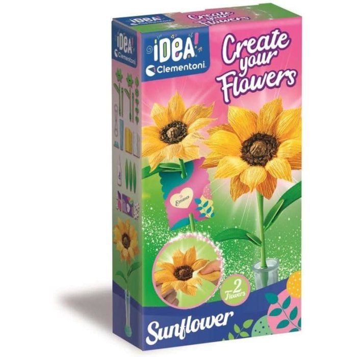 Crée tes fleurs - Tournesol - Clementoni - Coffret de 2 fleurs à assembler et personnaliser - À partir de 8 ans
