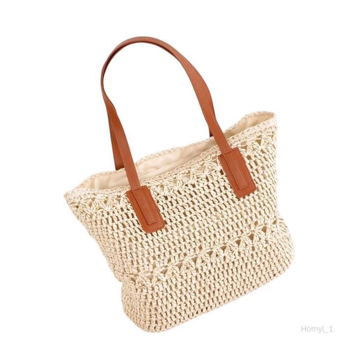 Sac De Plage Femme Sac Paille Tressé OPLERT Pochette été Plage