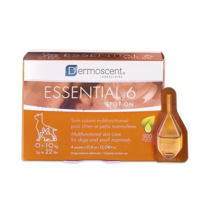 Dermoscent - Essential 6 Spot-On pour Chien et rongeurs - Boîte De 4 Pipettes 0 - 10kg