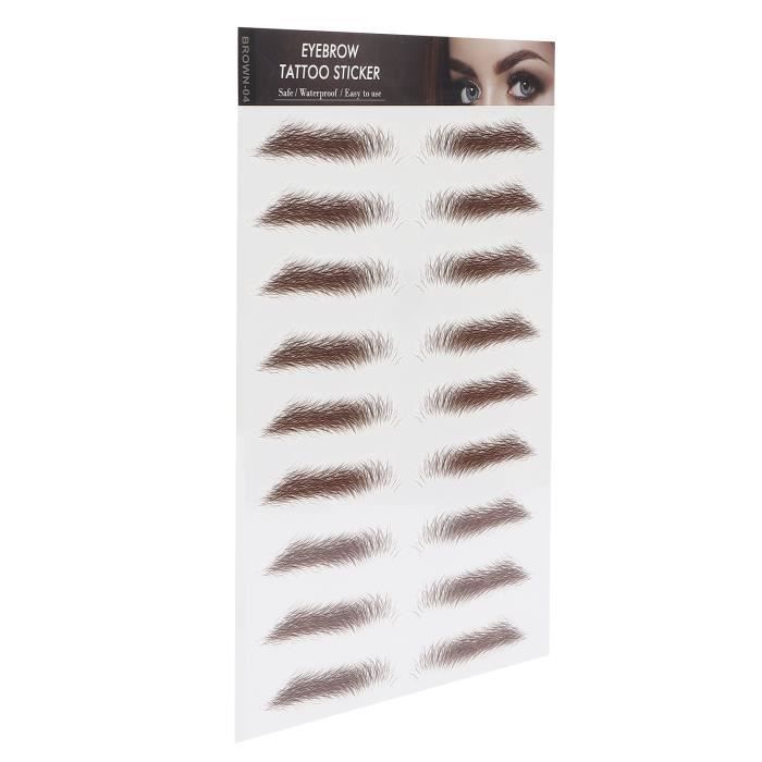 Feuilles De Tatouages Autocollants Pour Sourcils - 11 Paires, Teinte Brune, Pour Alopécie Ou Chimio