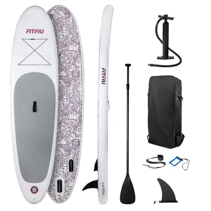 Stand up paddle gonflable YUCATÁN - FITFIU Fitness - SUP yoga - Design aztèque - Poids max. 100kg