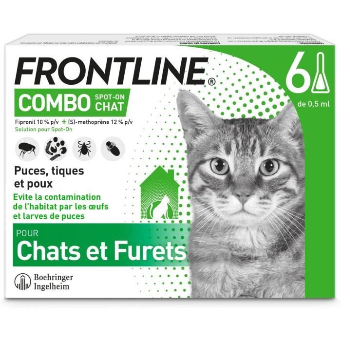 Comparer les prix de Frontline Combo Chat - Anti-puces et anti-tiques pour chat - 6 pipettes