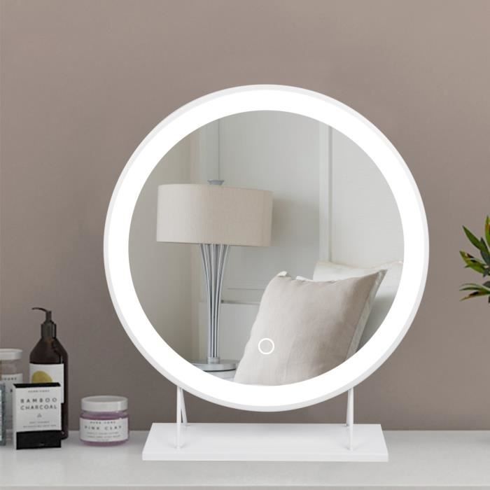 JEOBEST® Miroir cosmétique avec lumière LED, Miroir rond sur pied, Réglage  d'Éclairage - Cdiscount Electroménager