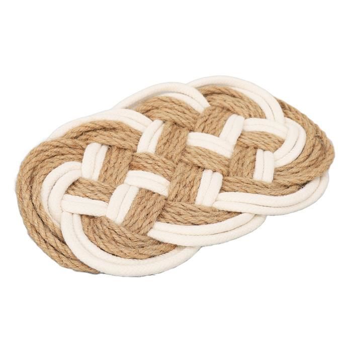 Besbomig Lot De 6 Sous-Verres Ronds En Verre Tressé - Tapis De Table Antidérapants Bohèmes Pour Maison, Bar, Restaurant Et Cuisine