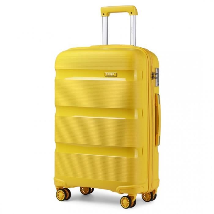 kono bagage cabine 55cm bagage à main valise rigide en polypropylène légere à 4 roulettes avec serrure tsa intégré 40l jaune
