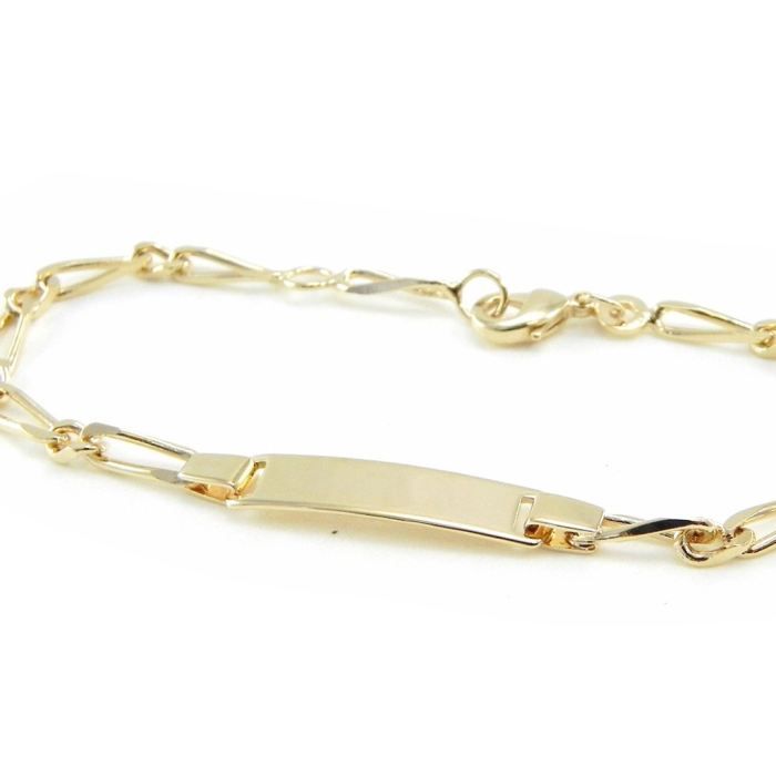 Ancien Petit Bracelet Gourmette Enfant En Plaqué Or, Avec Plaque à Graver