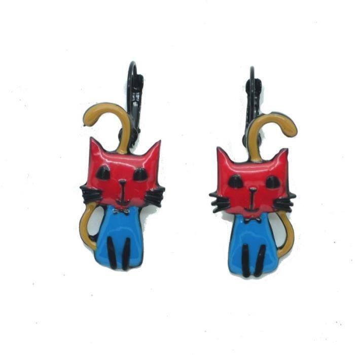 Boucles D Oreilles Lol Bijoux Lolilota Petit Chat Rouge Et Bleu Rouge Achat Vente Boucle D Oreille Boucles D Oreilles Lol Bijo