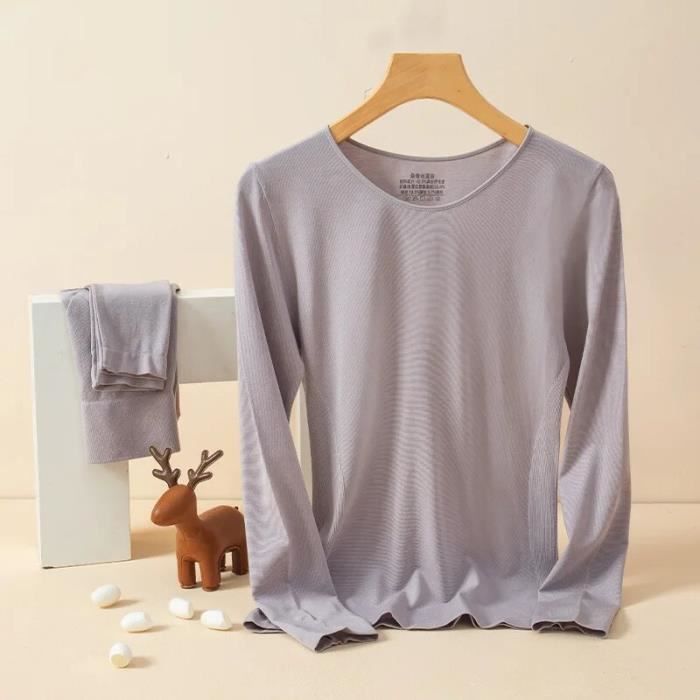 Sous-vêtement Thermique Femme IWOLLENCE – Col Haut, Manches Longues, 92% Polyester 8% élasthanne – Confort Quotidien