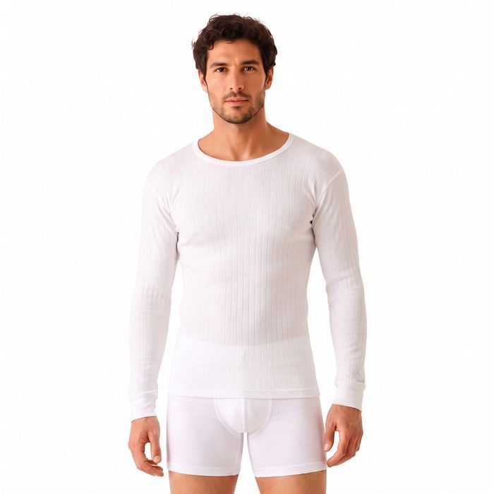 T-shirt thermique à manches longues pour homme 0208-Blanc