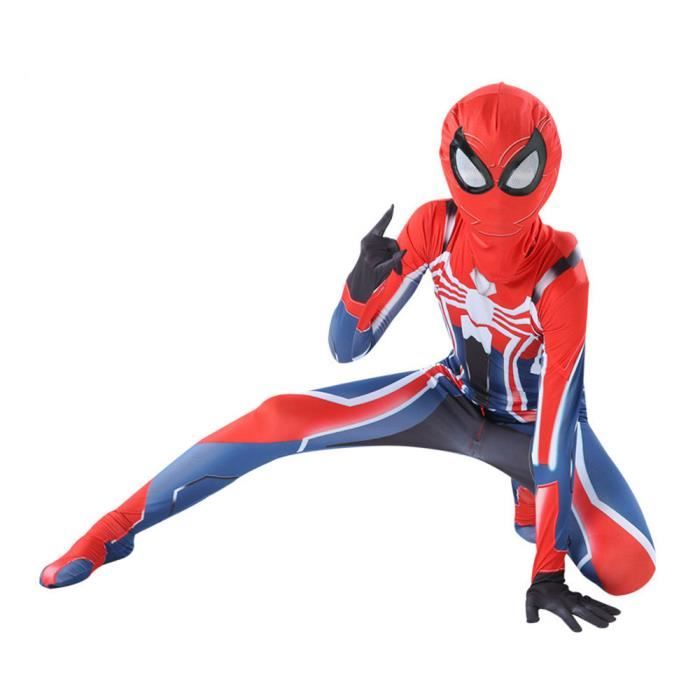 Costume Spider-Man Enfant – Combinaison Classique Avec Masque – Cosplay Héros – Taille 150 Cm – Polyester Respirant – Pour Anniversaire Et Carnaval