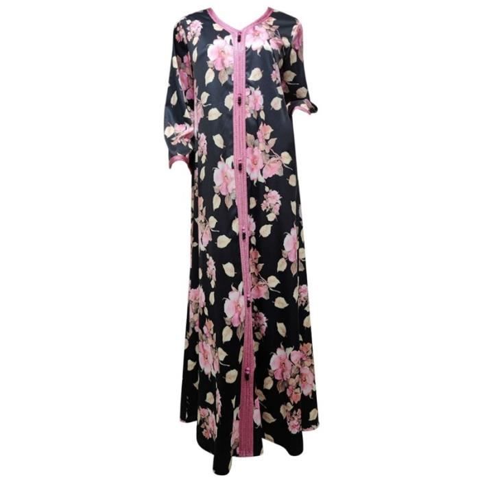 Burkini Femme Musulman 3 Pièces – Manches Longues Imprimé Fleuri – Maillot De Bain Modeste Haut+Pantalon