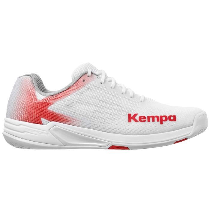 chaussures de handball indoor femme kempa wing 2.0 - blanc/rouge - 44,5
