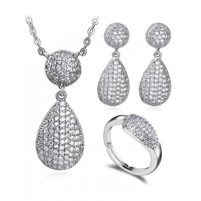 Parure Collier Et Boucles D'oreilles – Argent Sterling Et Zirconium, Neuf Avec étiquettes