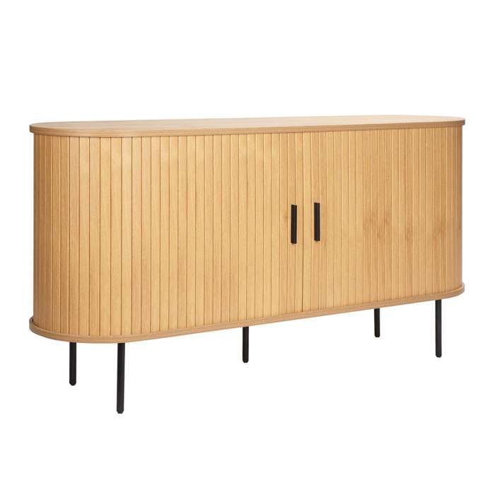 Buffet 2 portes en mélaminé et acier 140 cm beige Marius - Oviala