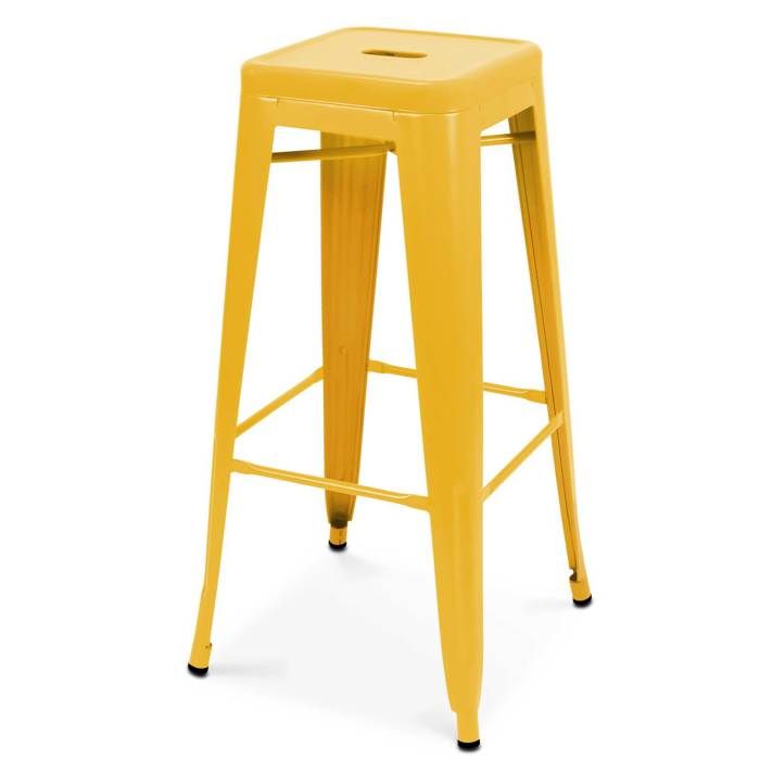 tabouret de jardin haut - oviala - jaune - style industriel en métal mat