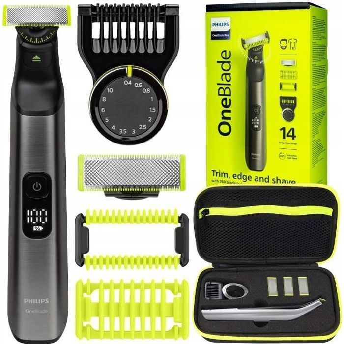 Rasoir Philips One Blade Pro 360 Tondeuse Fonctionnement sans fil Étui inclus