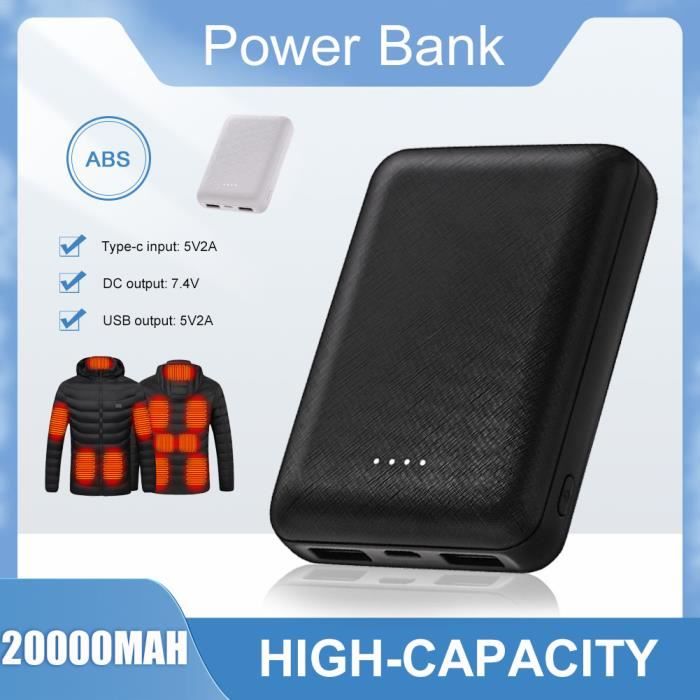 Batterie Externe Portable 20000mAh, Chargeur pour Chauffage Électrique,  Écharpe, Chaussettes, Gants