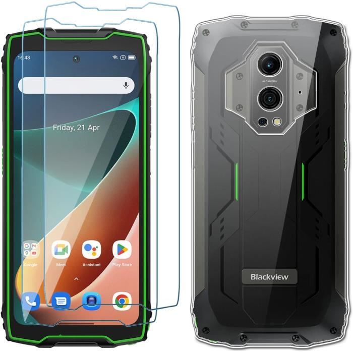 Custodia Per Blackview BV9300 (6,7'') + Pellicola In Vetro Temperato, Cover Morbida In TPU Nera, Antiurto - 2