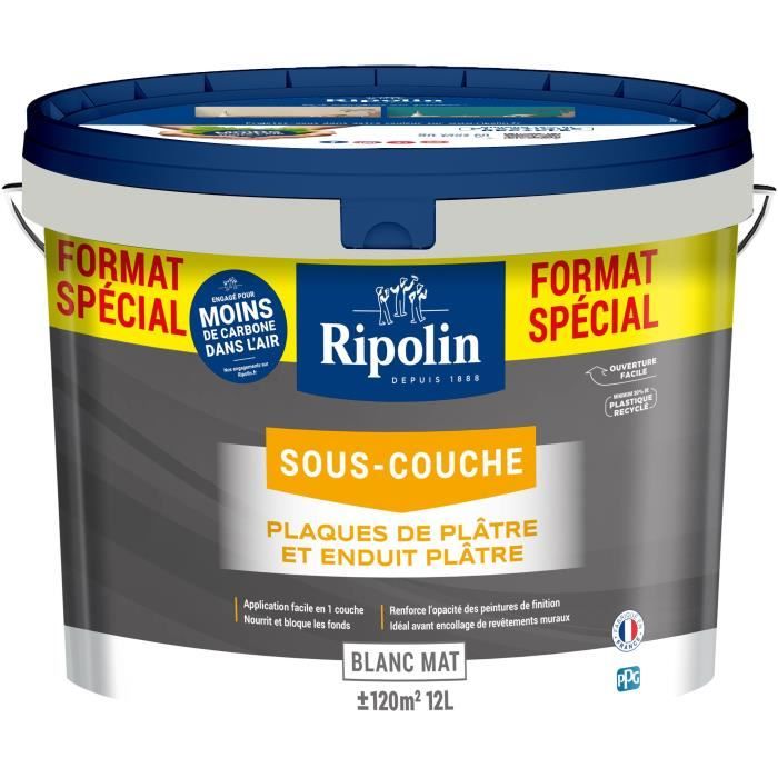 Ripolin Peinture sous-couche plaque de platre - 290380 - Blanc - Mat - 12 L