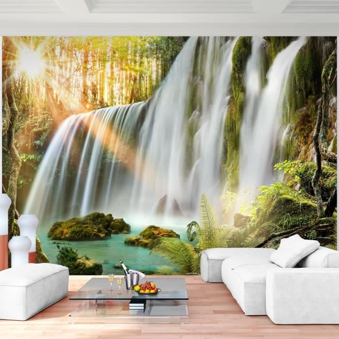 Salon Appartement Photo dart Papier peint intissé Nature de cascade 352 x 250 cm Tapisserie Decoration Murale XXL Poster 9006011a 
