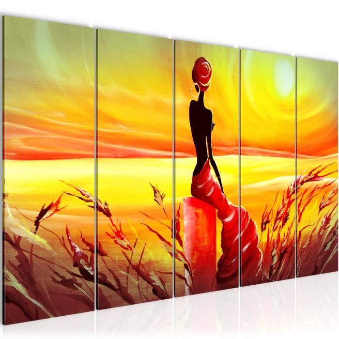 Tableau Toile Photo Femme Africaine Decoration Murale 0 X 80 Cm Toison Toile Xxl Salon Appartement Orange Pret A Accrocher Cdiscount Maison
