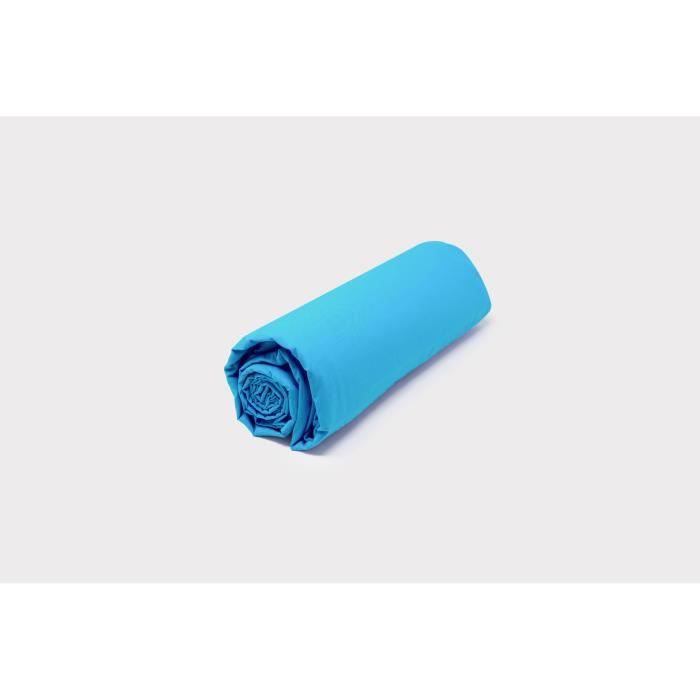Drap Housse Uni Percale De Coton 80 Fils 120x190 Bonnet De 30cm Turquoise Salome Prestige Cdiscount Maison