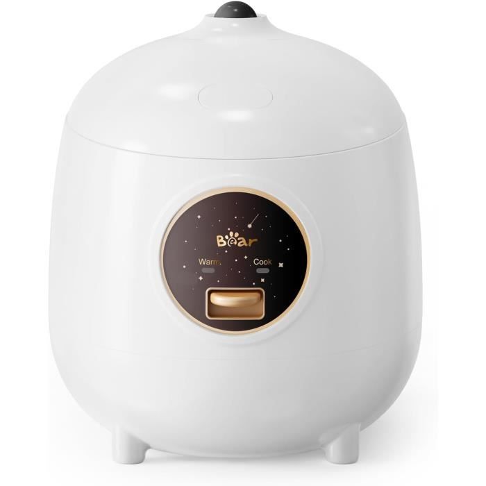 Cuiseur à Riz Bear 1.2L - 2 Tasses, Blanc, Antiadhésif Sans BPA