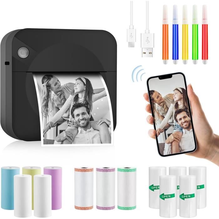 Imprimante Portable A4 Thermique - Bluetooth, Sans Encre - Compatible IOS/Android/PC - Blanc