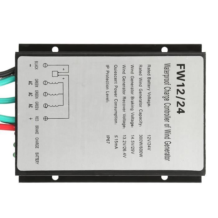 Contrôleur De Charge Éolien 12V/24V 300W/600W - Imperméable IP67 - Protection Court-Circuit - Pour Petite Éolienne