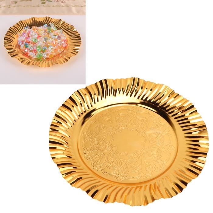 Swavitie 2 Plateaux De Service Rond Doré Acier Inoxydable 20cm - Décoratifs Et Organiseurs