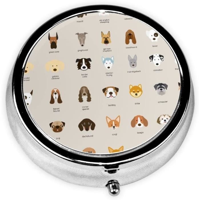 Pilulier Rond De Race De Chien Mini Boîte À Pilules Portable Convient Pour Pilules