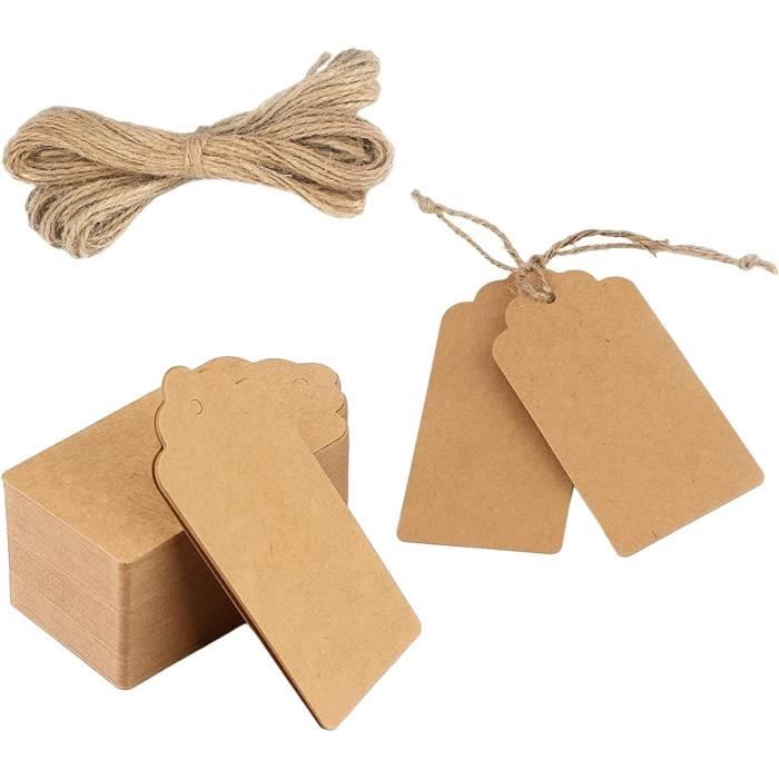 200 étiquettes De Prix En Papier Kraft Avec Ficelle De Jute - Format 1.8 X 1.05 Pouces, Inscriptibles