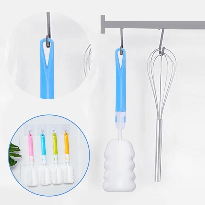 Brosse De Nettoyage Longue Avec Poignée Et Tête Angulée - Pour Tasses, Bouteilles, Recoins Cuisine