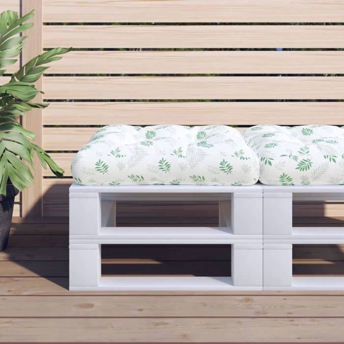 Vidaxl Coussin de palette à motif de feuilles 58x58x10 cm tissu oxford 360918 - vue 2