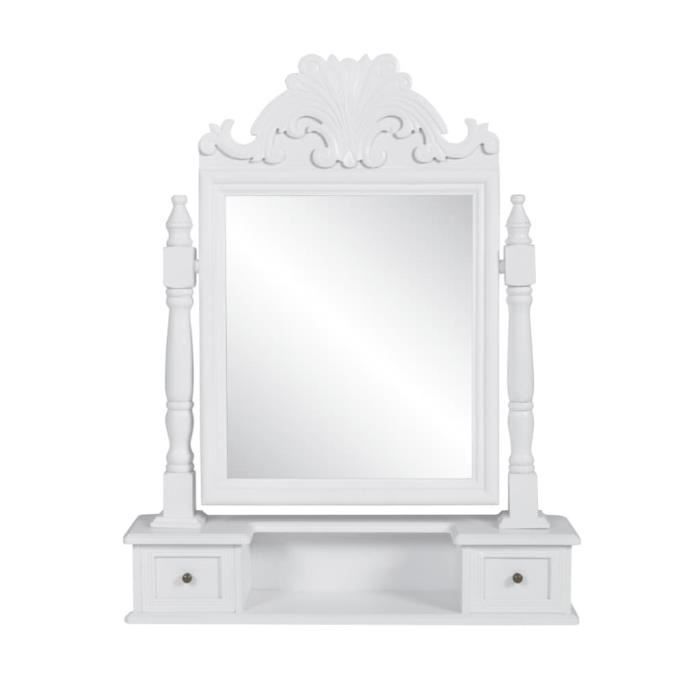 coiffeuse avec miroir pivotant rectangulaire mdf 60628